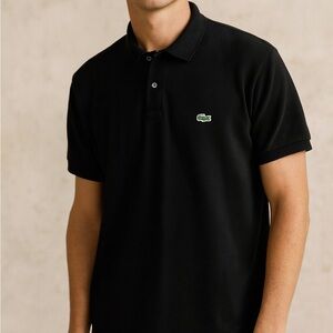 Lacoste Classic Fit Polo Shirt Black 100% Cotton Size L